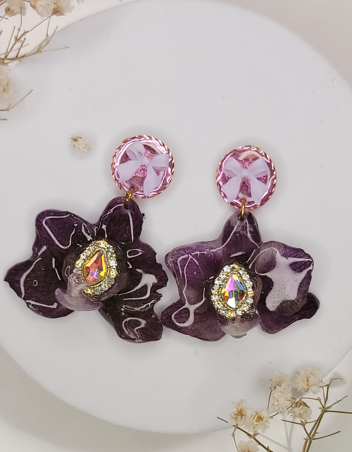 Amethyst Orchid Crystal Drops
