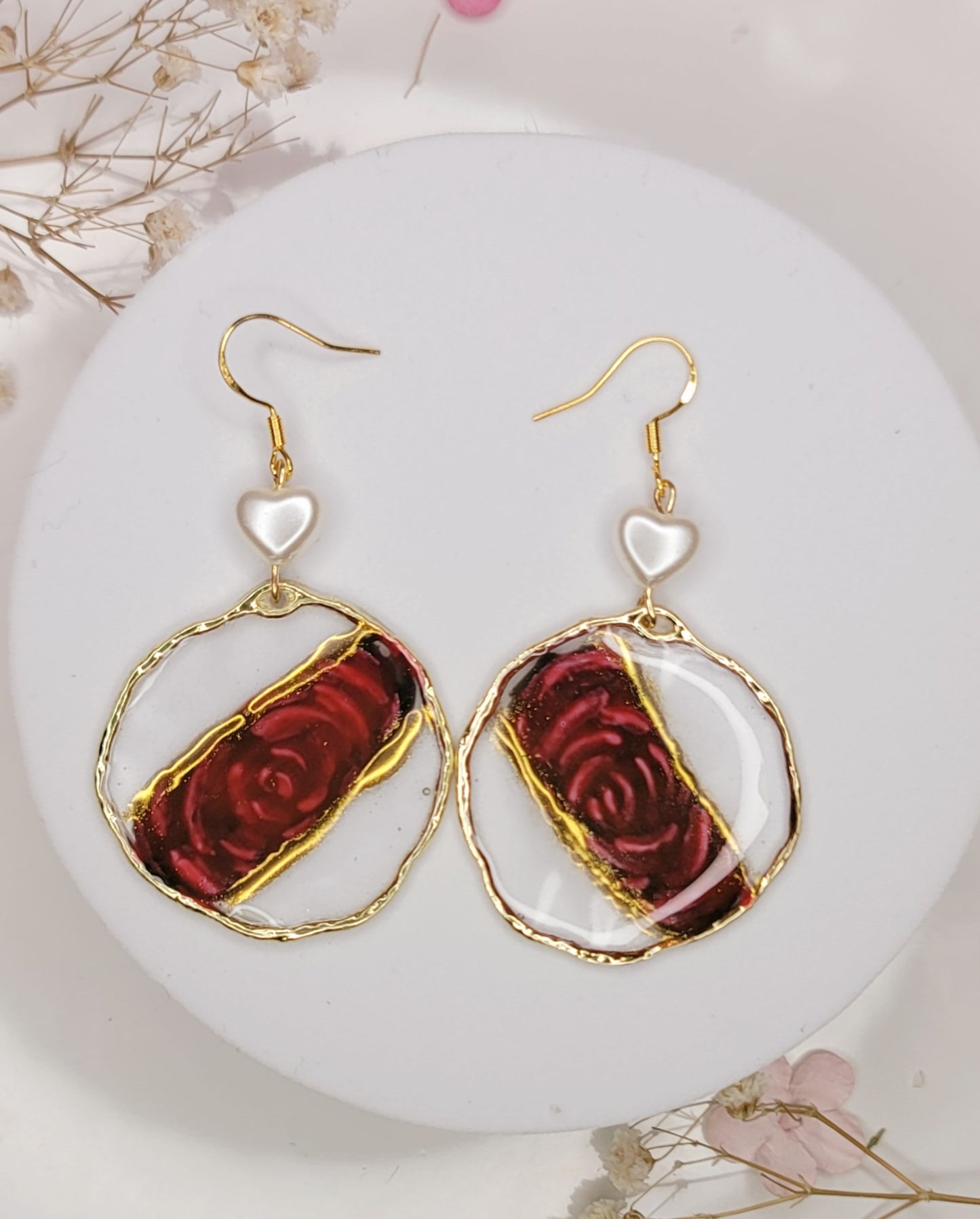 Ruby Ribbon Circle Earrings