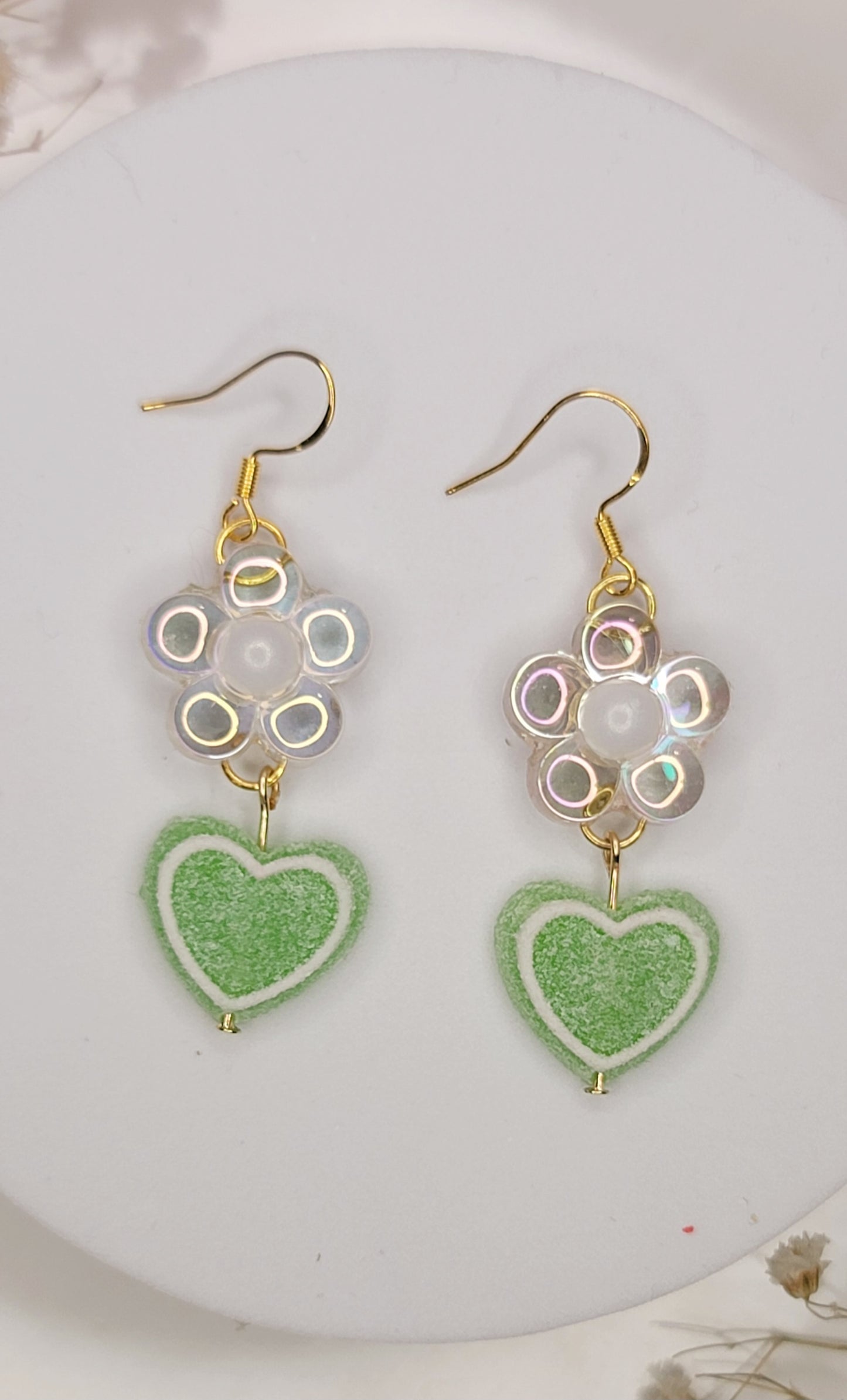 Mint Candy Heart Dangles