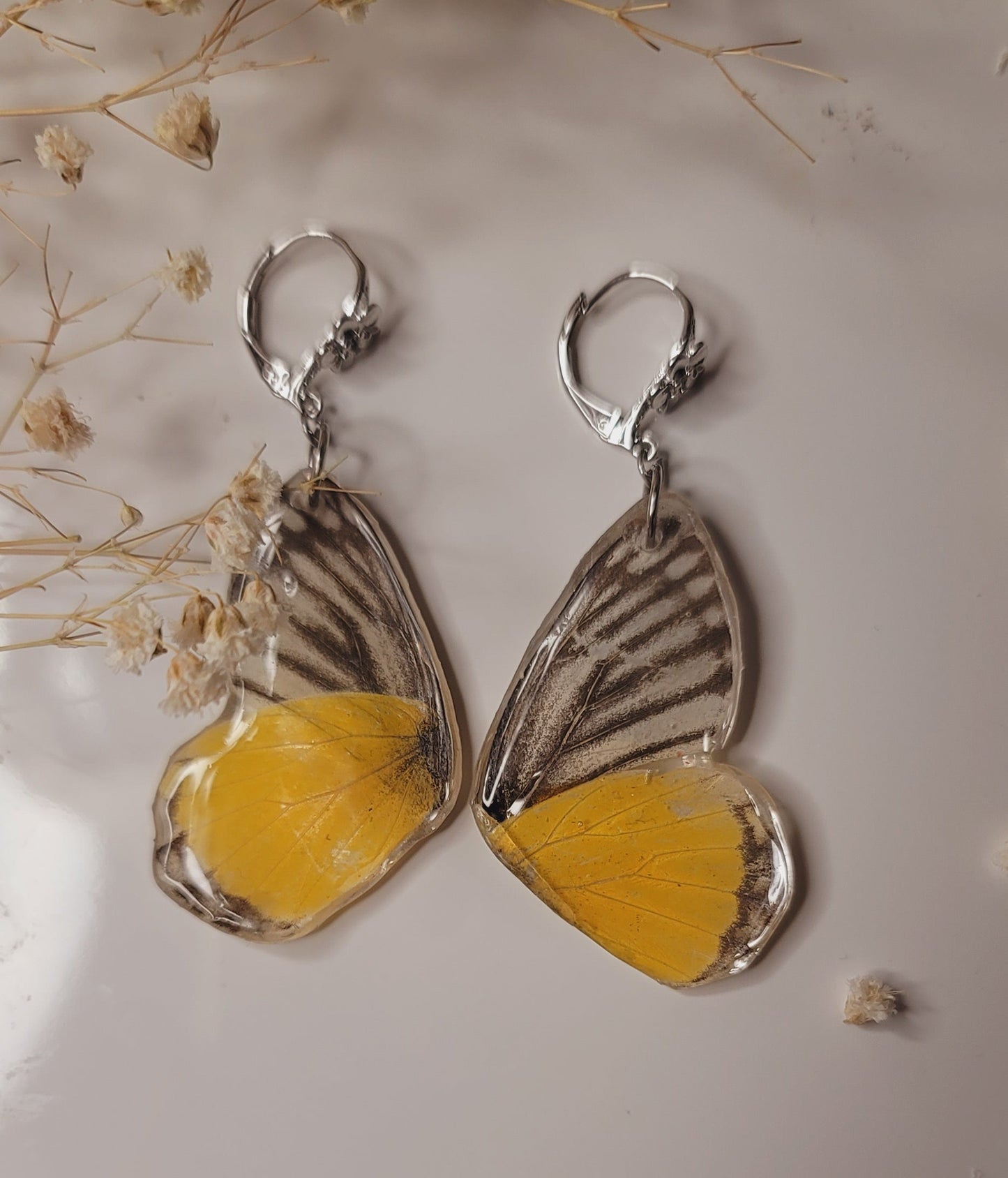 Golden Ember Butterfly Wing Earrings