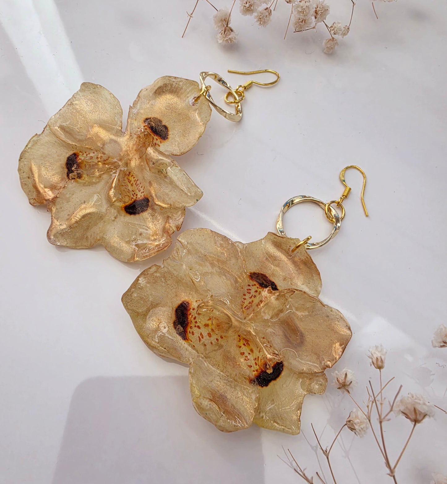 Golden Flower Statement Earrings