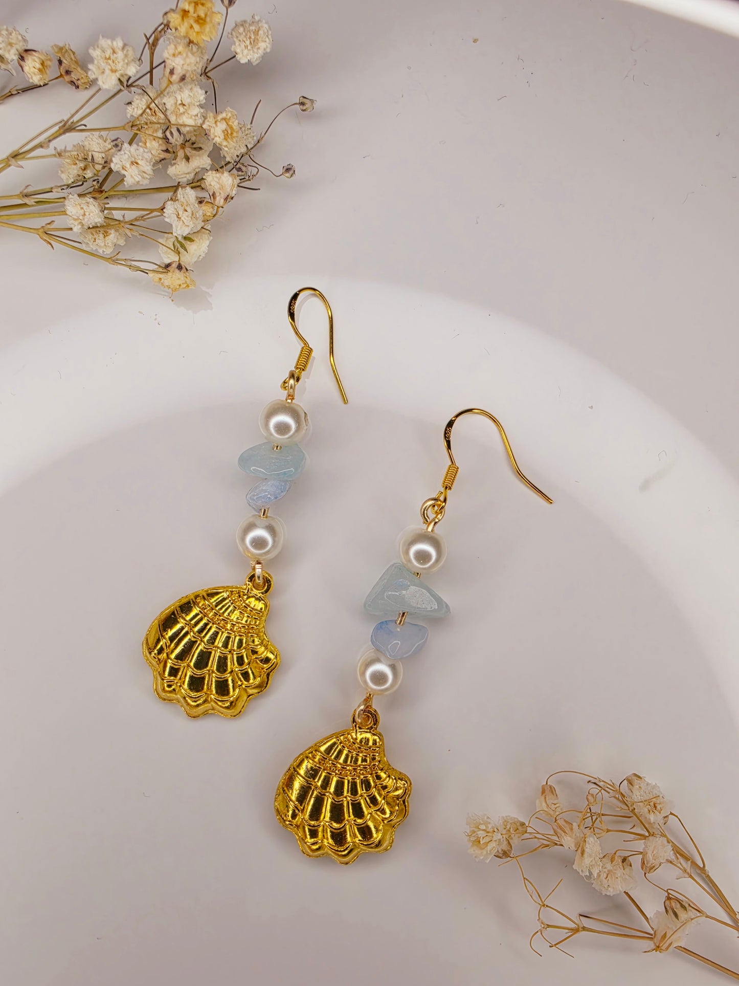 Sea Glass Pearl Earrings