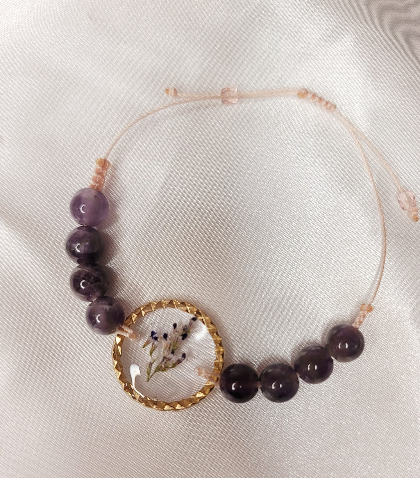 Amethyst  Pressed Flower Bracelet