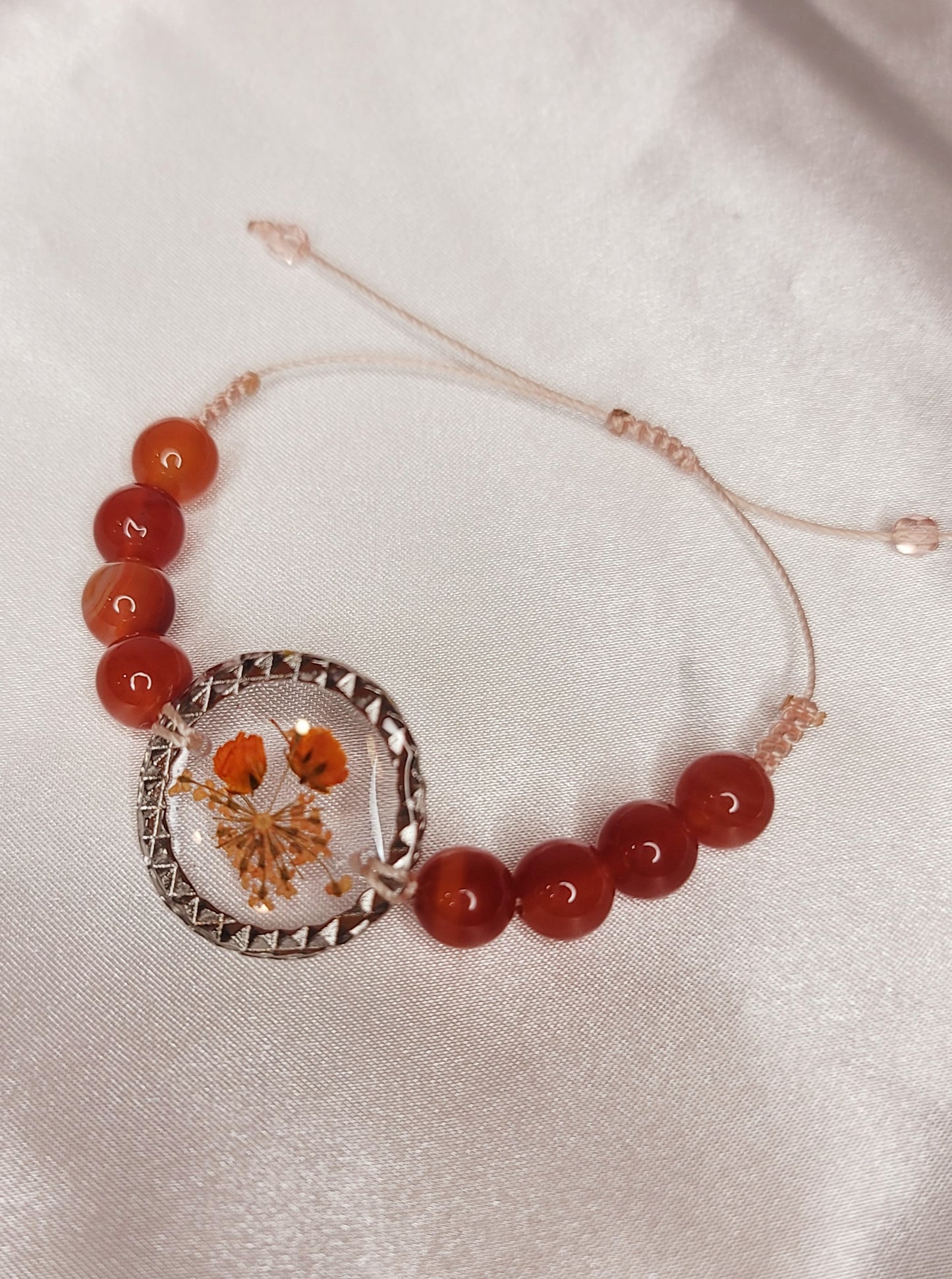 Carnelian Pressed Flower Bracelet