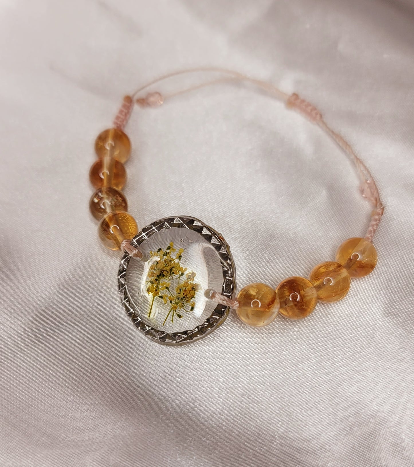 Citrine Pressed Flower Bracelet