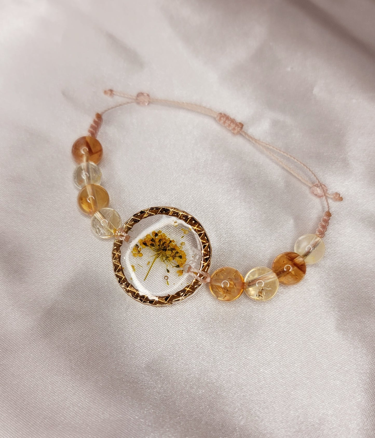 Citrine Pressed Flower Bracelet