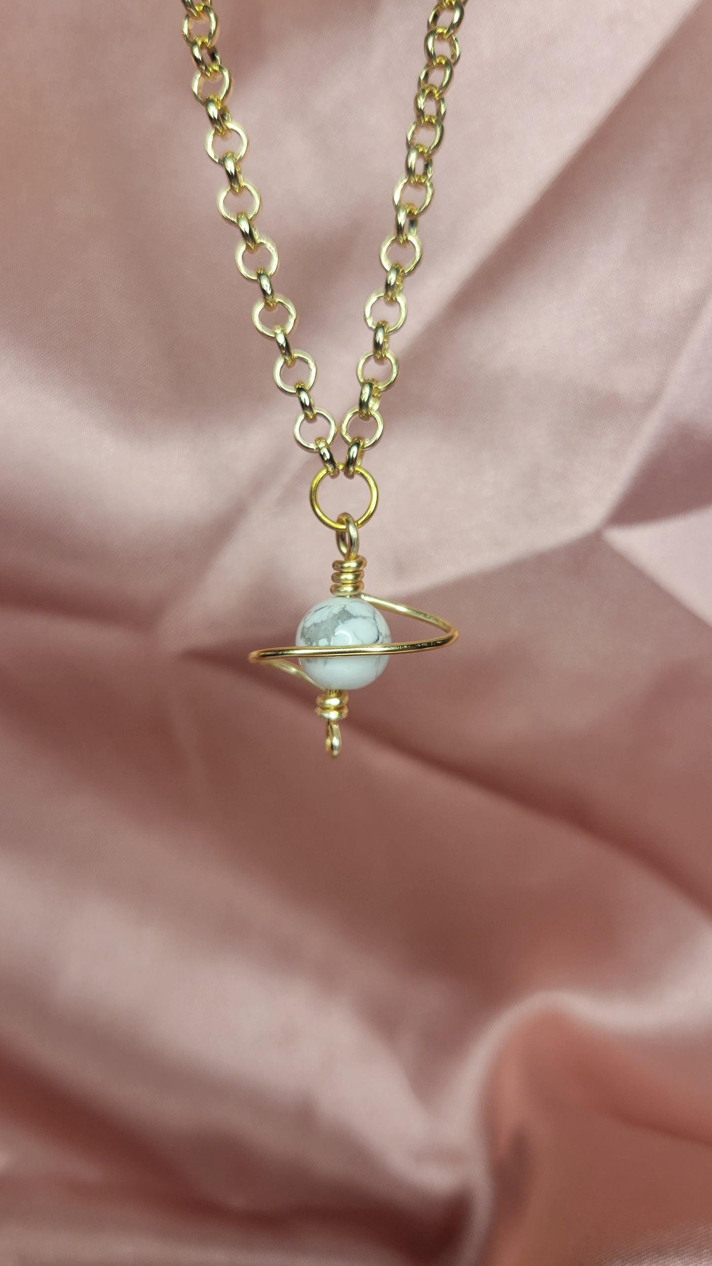 Howlite Saturn Necklace