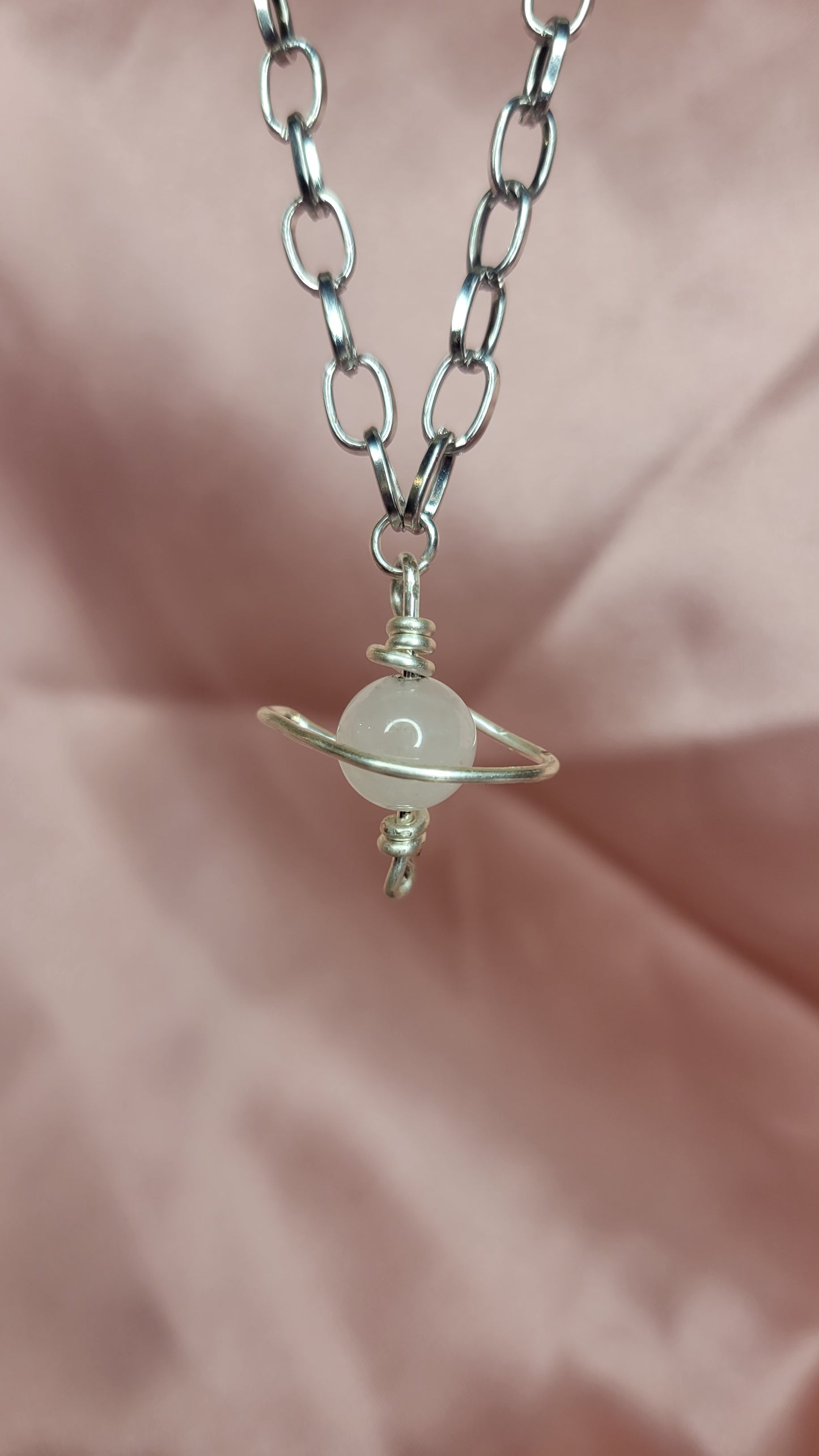 Rose Quartz Saturn Necklace