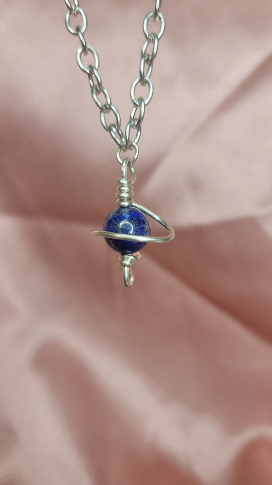 Lapis Lazuli Saturn Necklace