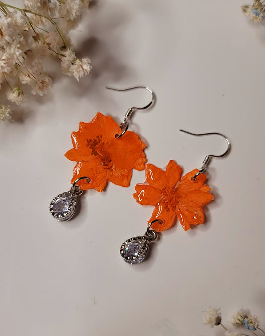 Vibrant Floral Crystal Drop Earrings