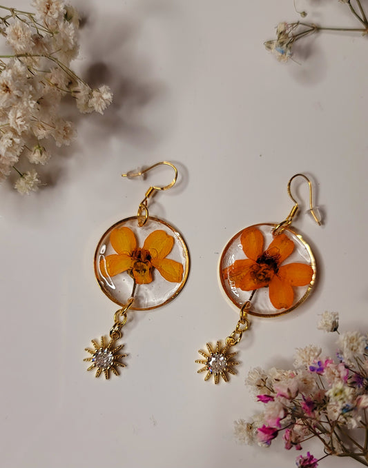 Golden Bloom Circle Earrings