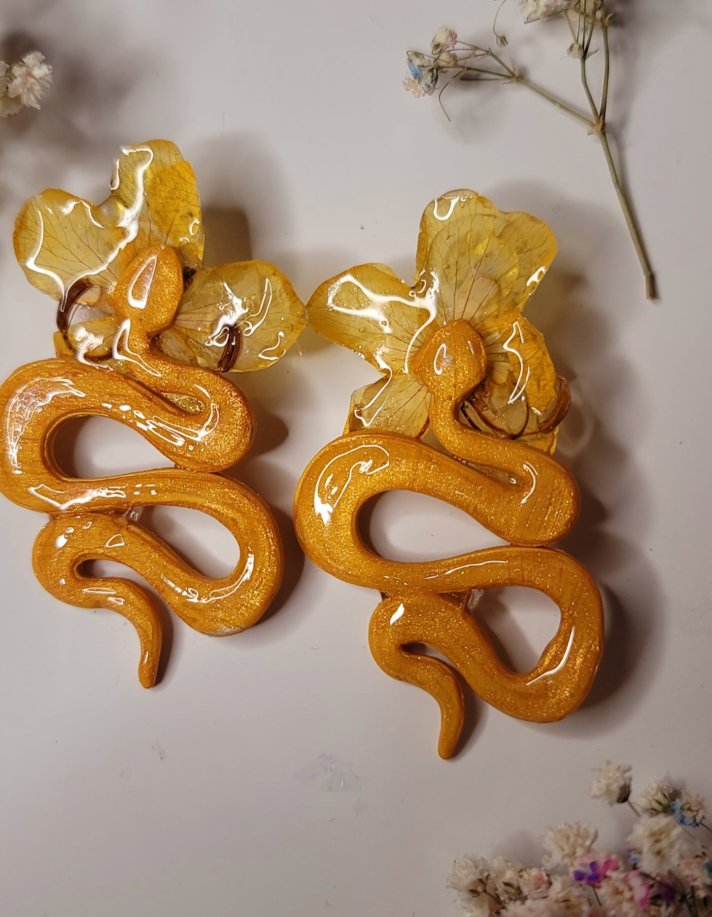 Yellow Serpent Bloom Earrings