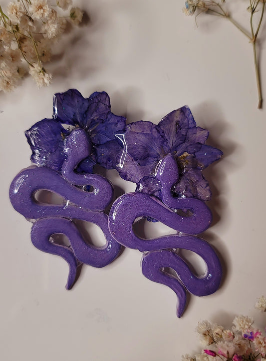 Purple Serpent Bloom Earrings