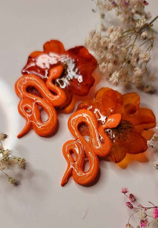 Orange  Serpent Bloom Earrings