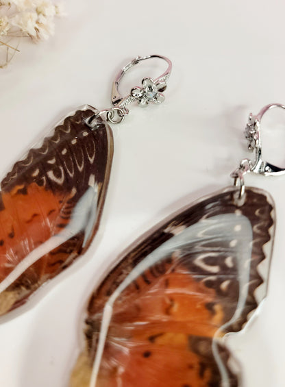 Red Lacewing Butterfly Earrings