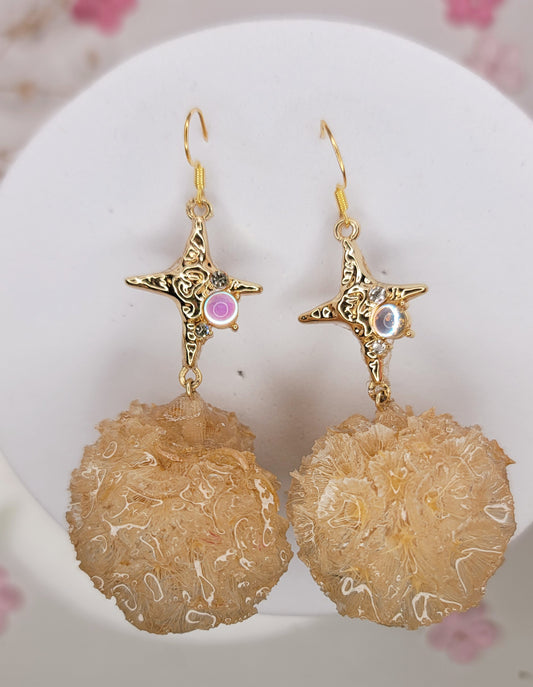 Cosmic Star Pom Earrings