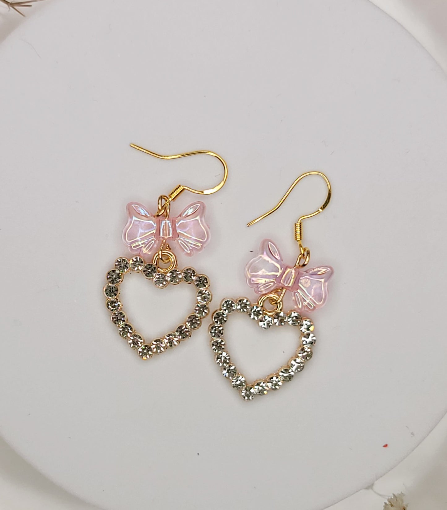 Crystal Bow Heart Earrings