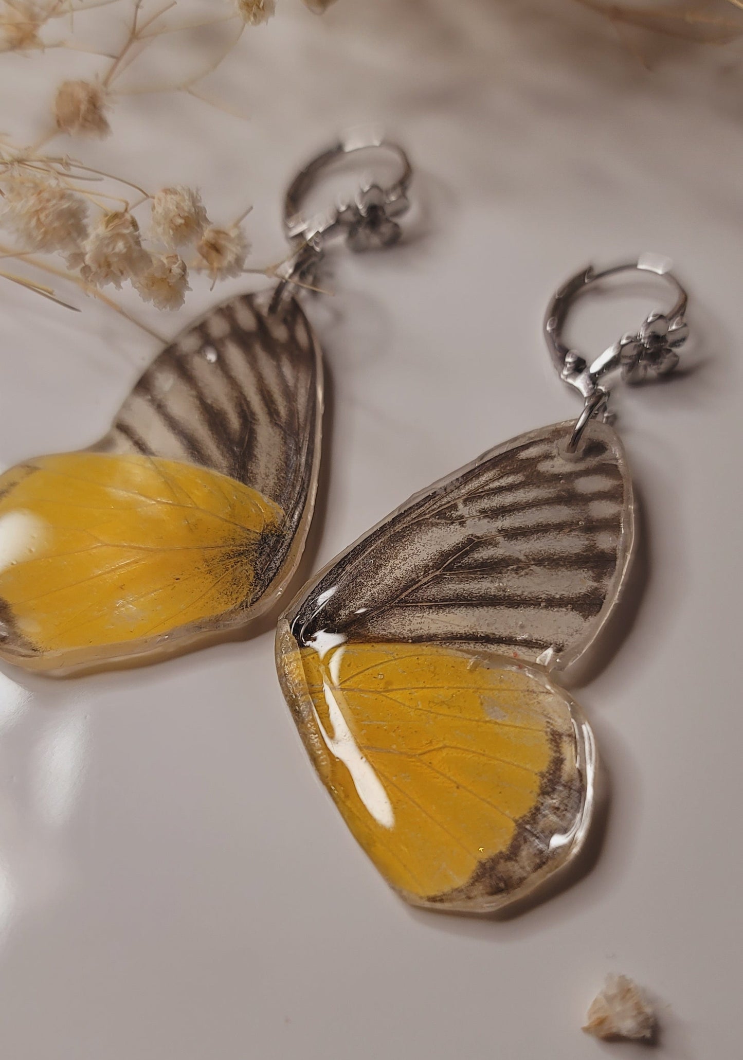 Golden Ember Butterfly Wing Earrings