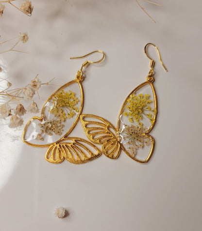 Golden Meadow Butterfly Bloom Earrings