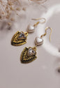 Vintage Heart Pearl & Crystal Earrings – Gold Romantic Statement Jewelry