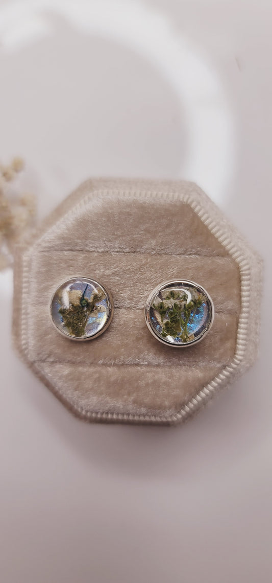 Meadow Glow Botanical Stud Earrings – Pressed Flower Jewelry
