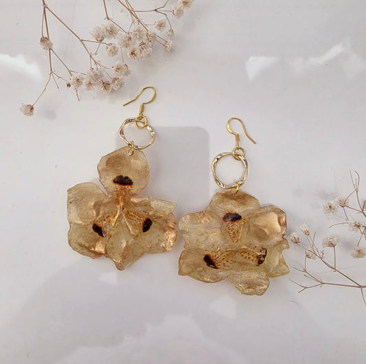 Golden Flower  Statement Earrings