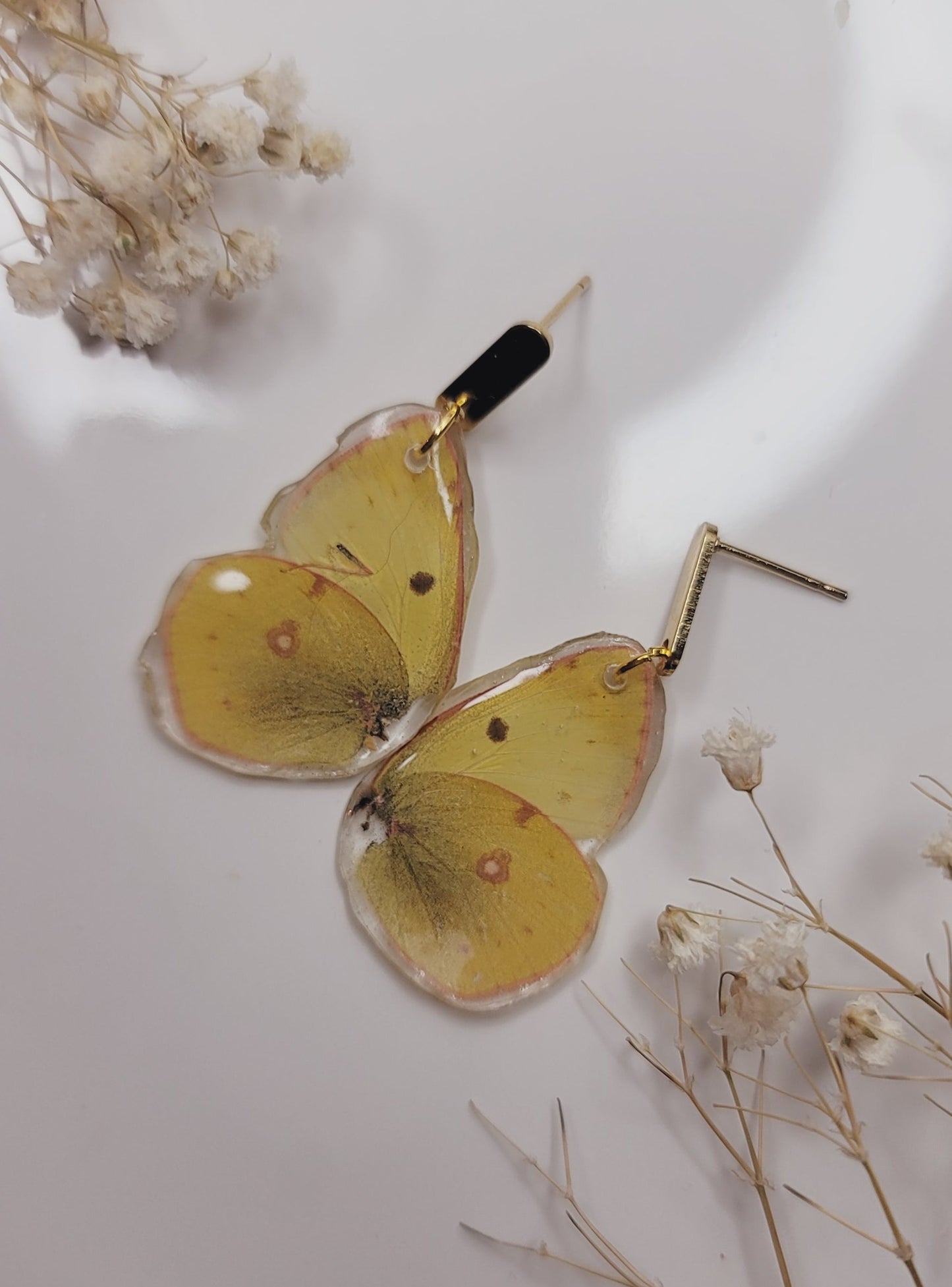 Golden Blush Luna Wing Earrings – Real Butterfly Wing Jewelry