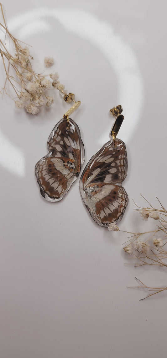 Golden Luna Wing Drop Earrings – Real Butterfly Wing Earrings