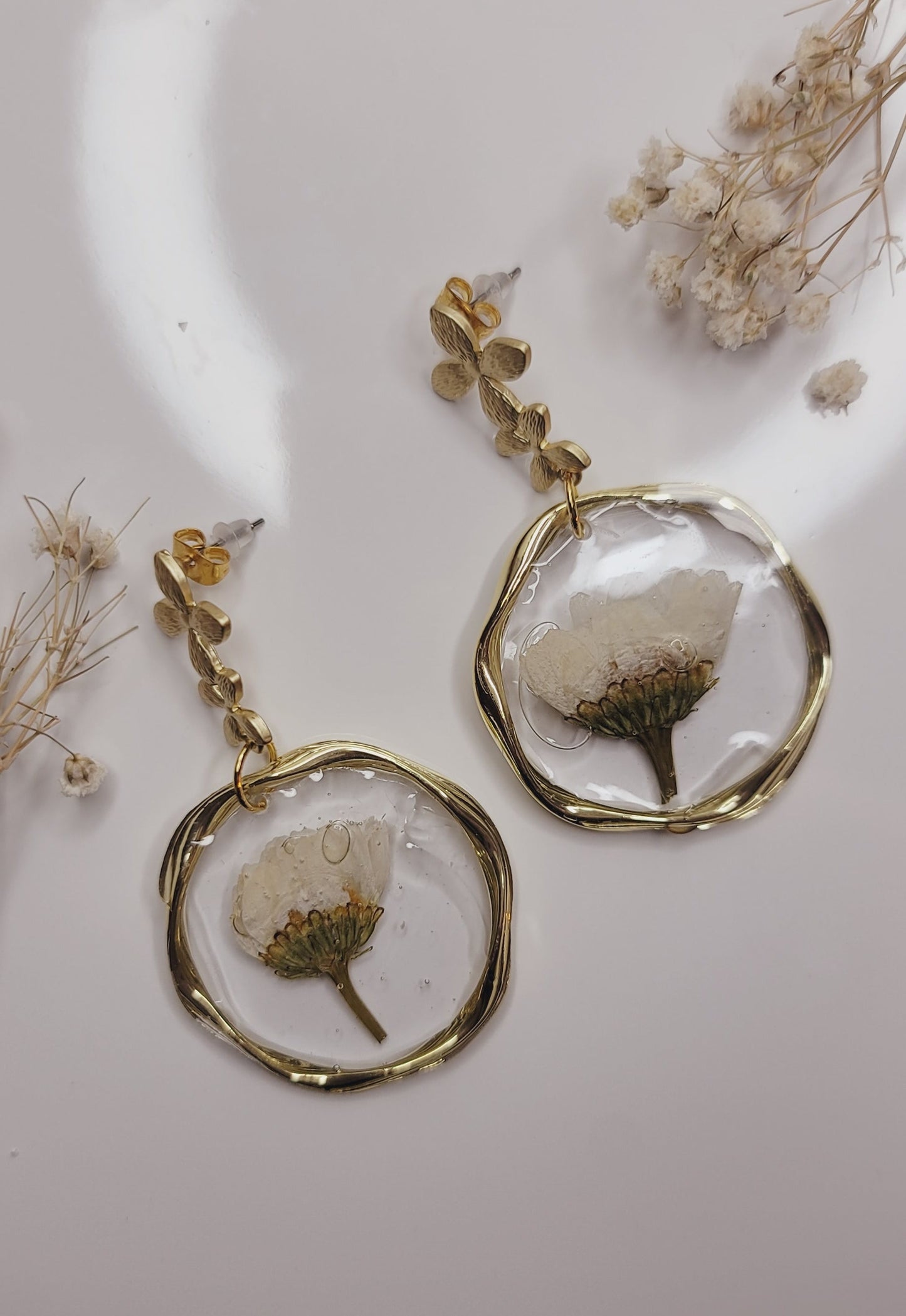 Ivory Bloom Botanical Drop Earrings