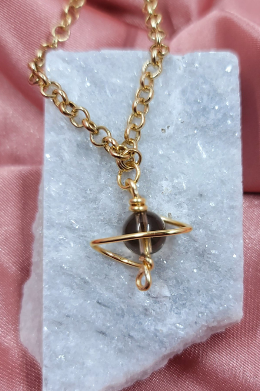 Smokey Quartz Saturn Necklace