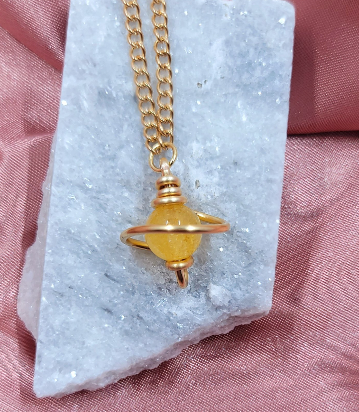 Citrine  Saturn Necklace